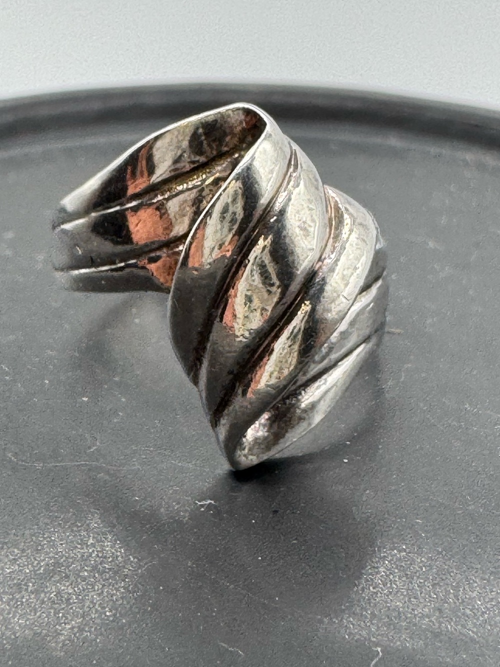 Vintage Sterling Silver Modernist Twisted Sculpted Ring Size 8.5